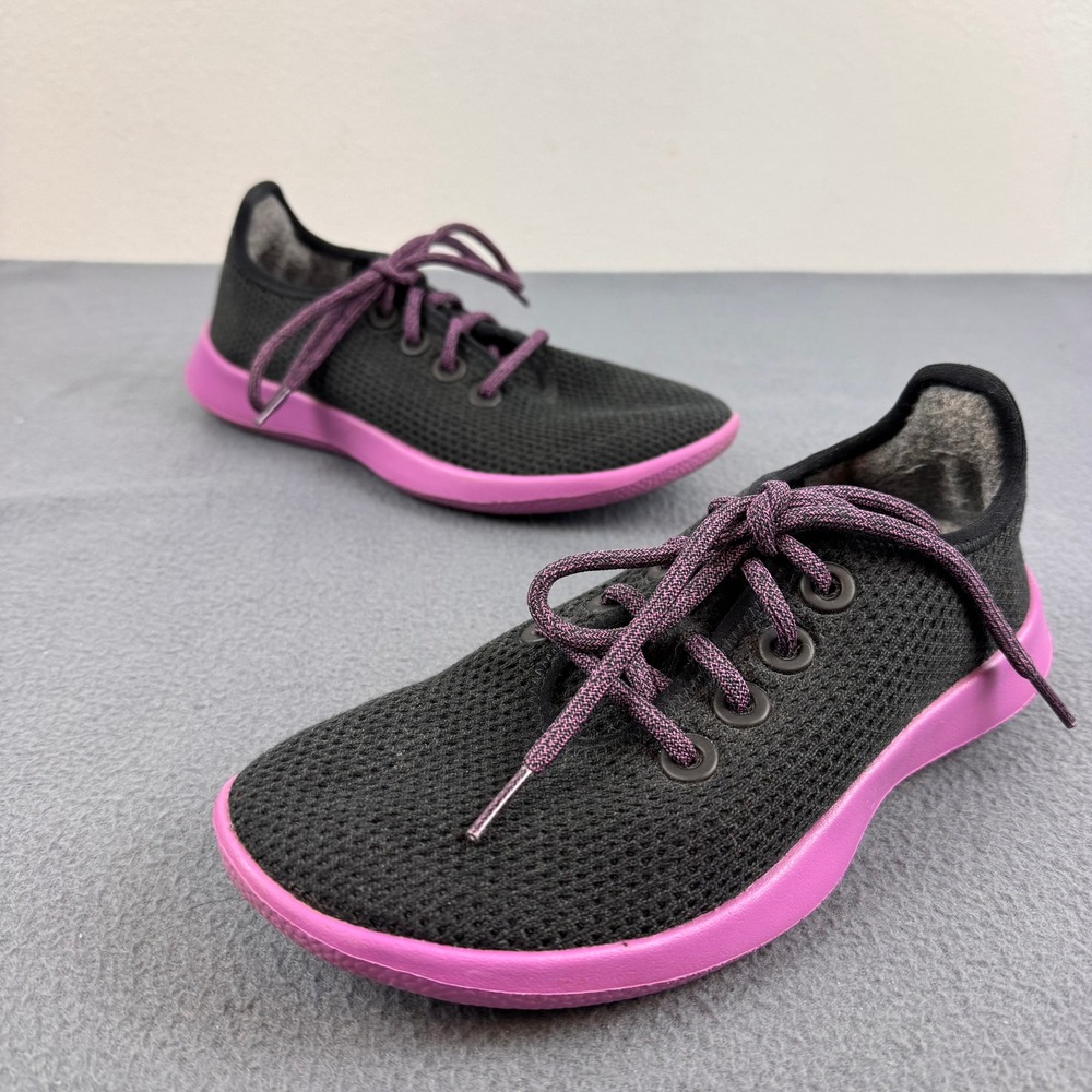 Allbirds Tree Runners Women 6 Black Purple Sustainable Mesh Walking Sneakers